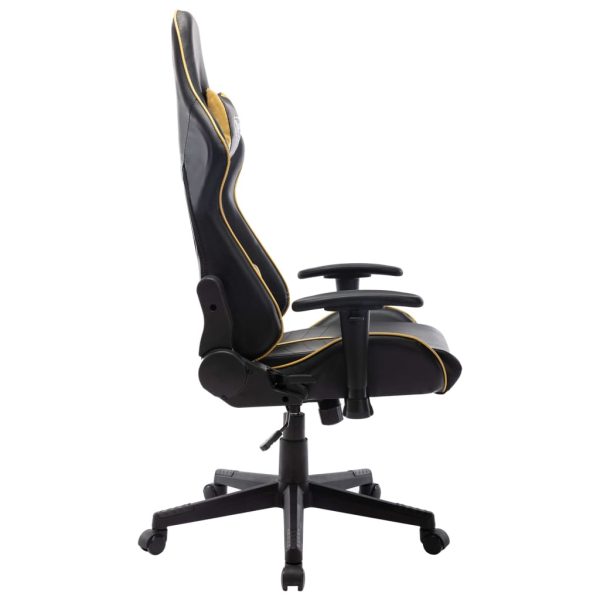 Cadeira de gaming couro artificial preto e dourado - Image 3