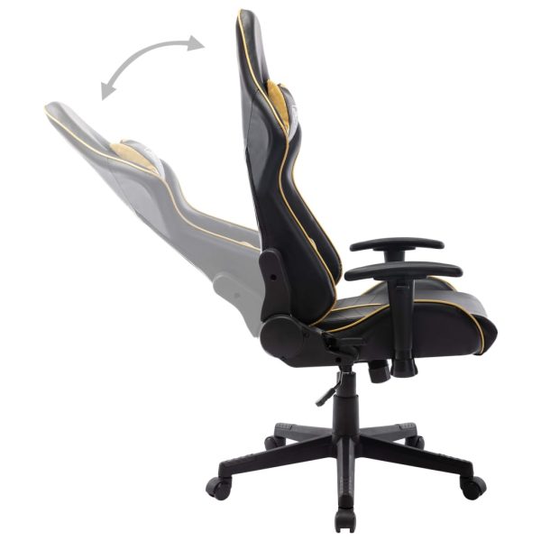 Cadeira de gaming couro artificial preto e dourado - Image 5