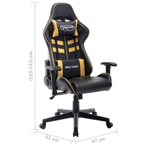 Cadeira de gaming couro artificial preto e dourado - Image 8