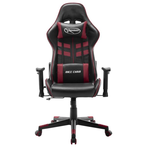 Cadeira de gaming couro artificial preto e vermelho tinto - Image 2