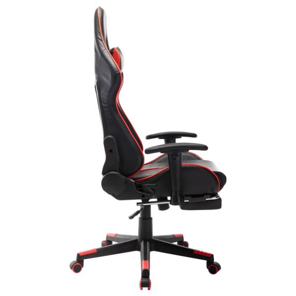 Cadeira gaming c/ apoio de pés couro artificial preto/vermelho - Image 3