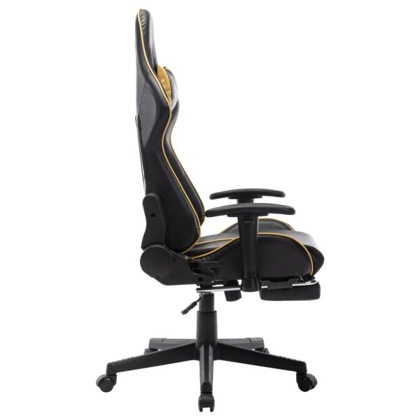 Cadeira gaming c/ apoio de pés couro artificial preto/dourado - Image 3