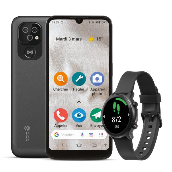 Bundle doro smartphone 8100 + smartwatch graphite black