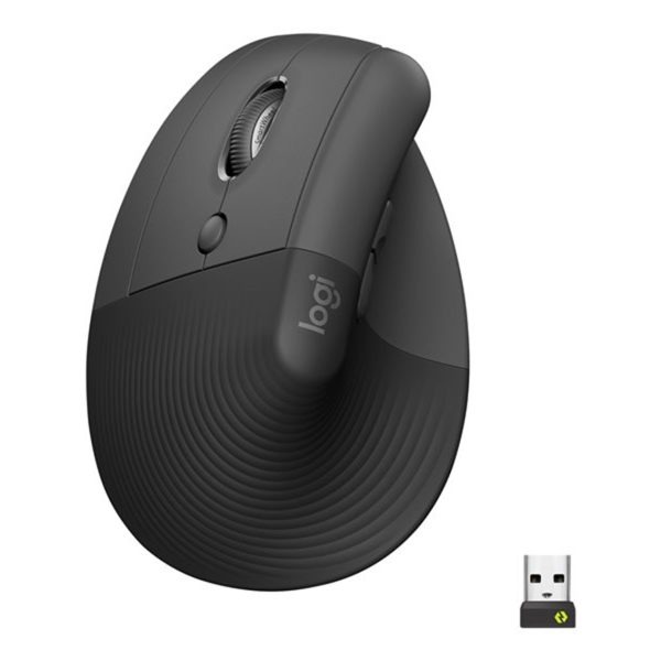 Mouse raton vertical logitech lift for business para zurdos 6 botones 4000 dpi wireless inalambrico grafito