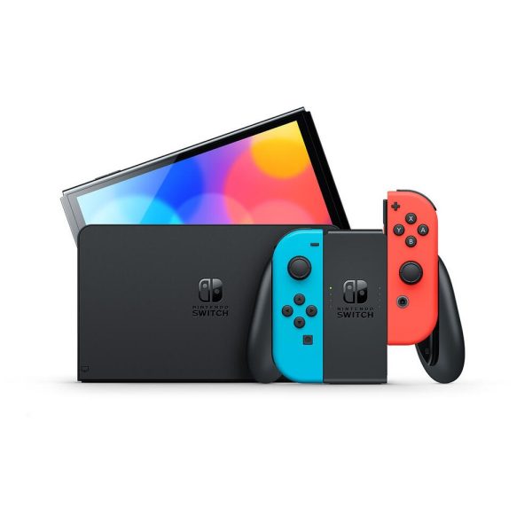 Consola nintendo switch oled mando color azul neon - rojo neon