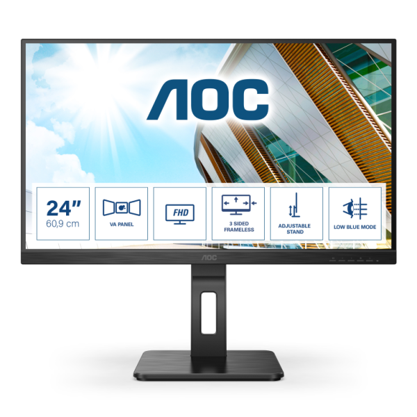 MONITOR AOC 24" PRO-LINE 24P2QM FHD 75HZ HDMI DVI DP VGA MULTI