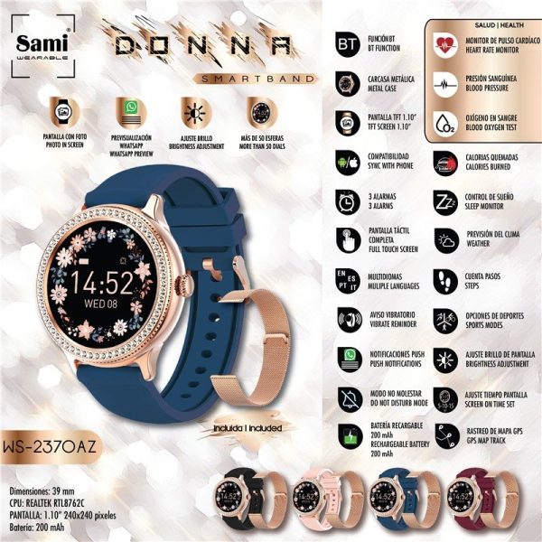 RELOJ SAMI WEARABLE SMARTWATCH DONNA REDONDO C/PIEDRAS - Image 2