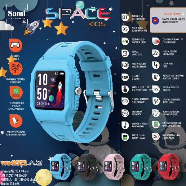 RELOJ SAMI WEARABLE SMARTWATCH SPACE KIDS AZUL - Image 2