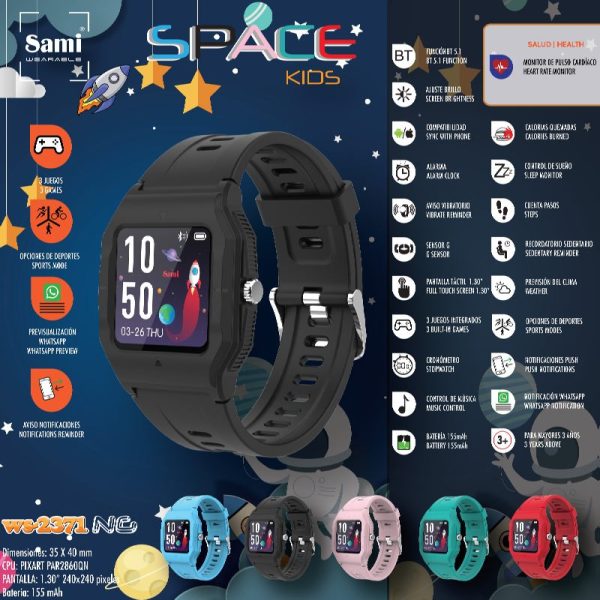 RELOJ SAMI WEARABLE SMARTWATCH SPACE KIDS NEGRO - Image 2