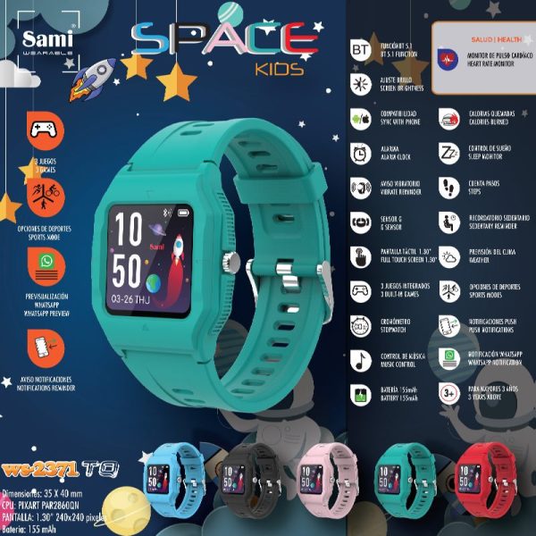 RELOJ SAMI WEARABLE SMARTWATCH SPACE KIDS TURQUESA - Image 2