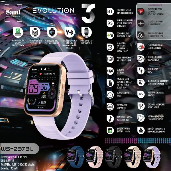 RELOJ SAMI WEARABLE SMARTWATCH EVOLUTION 3 LILA - Image 2