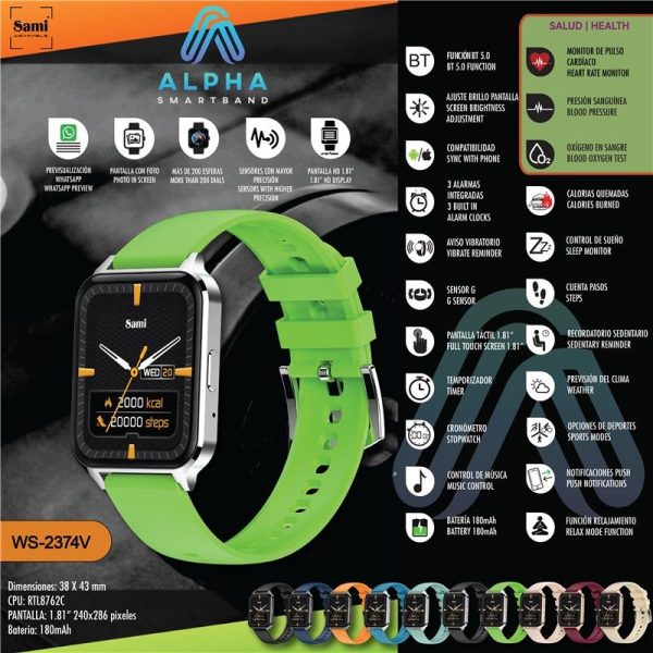 RELOJ SAMI WEARABLE SMARTWATCH ALPHA TACTIL COMPLETO - Image 2