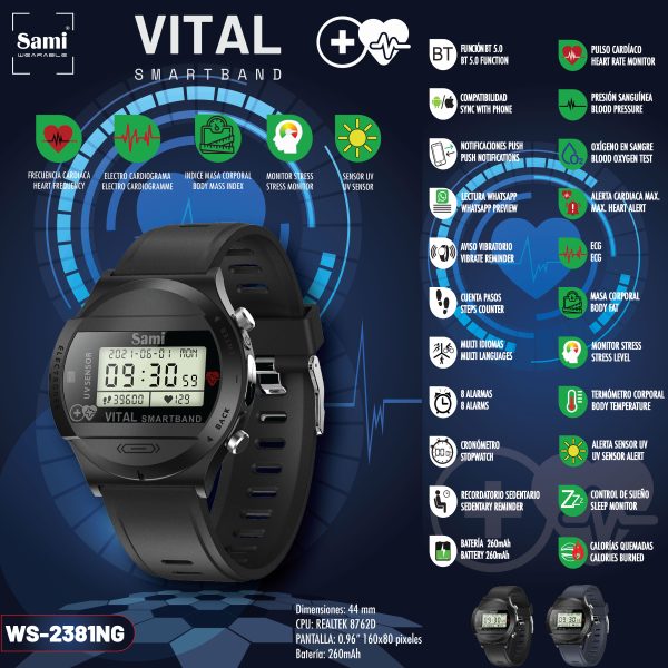 RELOJ SAMI WEARABLE SMARTBAND VITAL NEGRO/CARC.NEG - Image 2