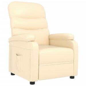 Poltrona reclinável couro artificial cor creme