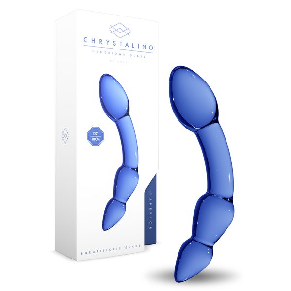 DILDO EM VIDRO SUPERIOR CHRYSTALINO AZUL - Image 2