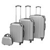 Conjunto de tróleis estojo rígido 4 pcs prateado