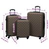 Conjunto de tróleis estojo rígido 3 pcs ABS castanho - Image 8