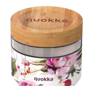 RECIPIENTE DE COMIDA QUOKKA CRISTAL 820ML CON FUNDA DELI DARK FLOWERS