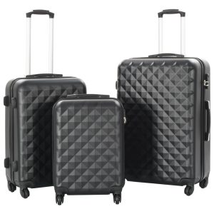 Conjunto de tróleis estojo rígido 3 pcs ABS preto