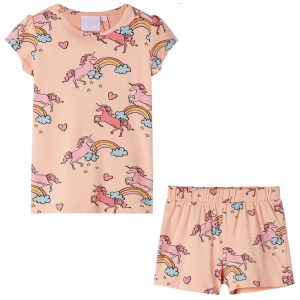 Pijama de manga curta para criança laranja-claro 140