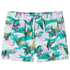 Calções para criança com cordão menta-claro 140