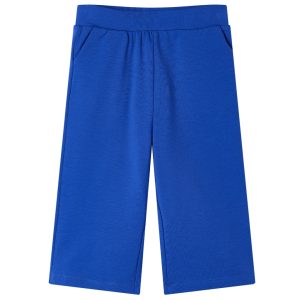 Calças de criança com pernas largas azul-cobalto 140