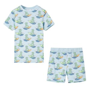 Pijama de manga curta para criança azul-claro 140