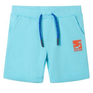 Calções de criança com cordão azul-água 140