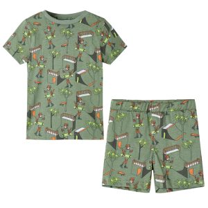 Pijama de manga curta para criança caqui-claro 128