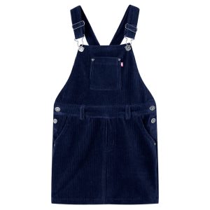 Vestido com peitilho para criança bombazina azul-marinho 128
