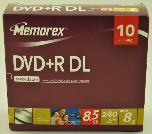 DVD MEMOREX +R DOBLE CAPA 8.5GB 8X CAJA IND. 10PC.