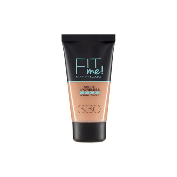 Maybelline Fit Me Mate y Afinaporos Base De Maquillaje Tono 330 Toffee Calca A Tu Tono y Textura Pieles Oscuras - 30ml