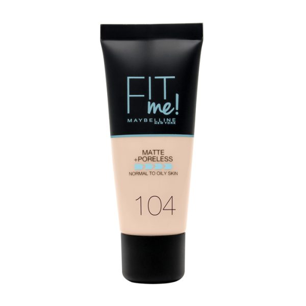 Maybelline Fit Me Mate y Afinaporos Base De Maquillaje Tono 104 Soft Ivory Calca Tu Tono y Textura Pieles Muy Claras - 30ml