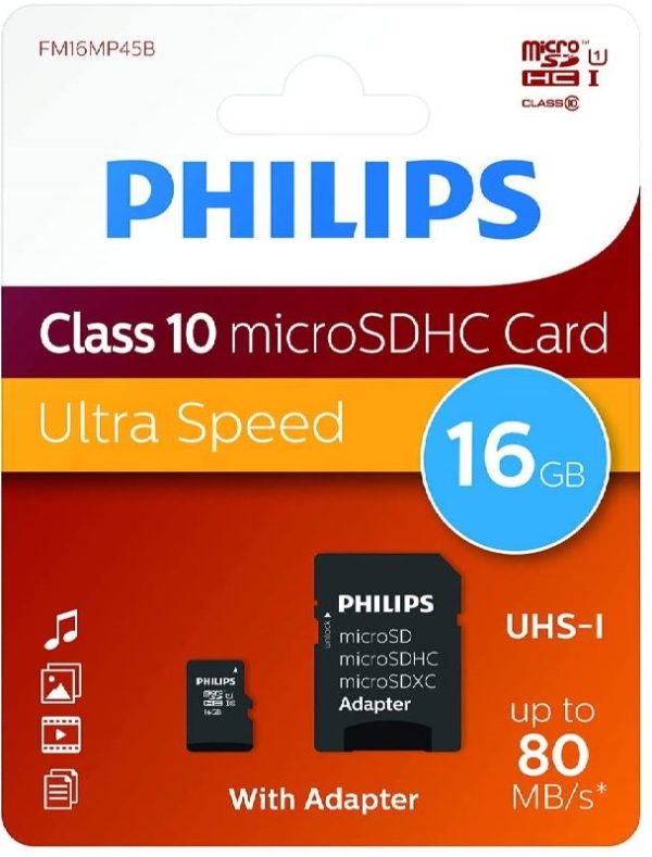 TARJETA MICRO SD 16GB PHILIPS CLASE 10