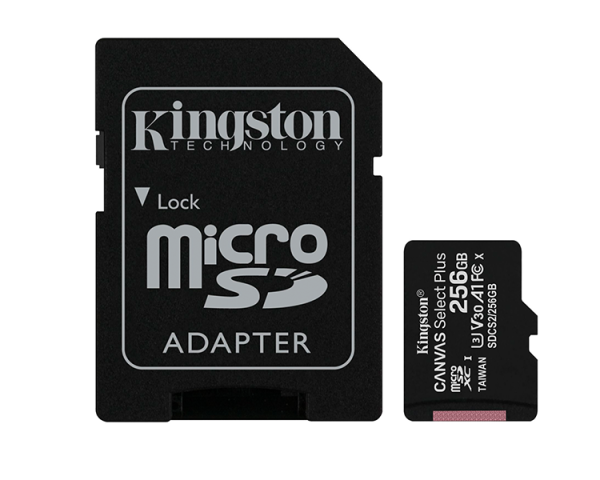 MICRO SD 256 GB CANVAS SELECT PLUS  1 ADAP. CLASS 10 KINGSTON