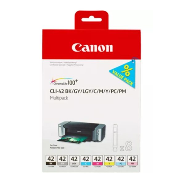 Multipack canon cli - 42bk - c - m - y - pm - pc - gy - lgy pack 8