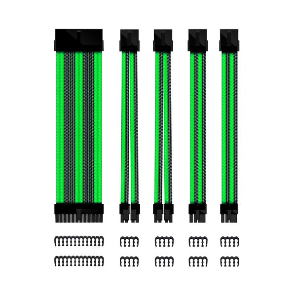 Kit cables extensores para fuente de alimentación negro y verde