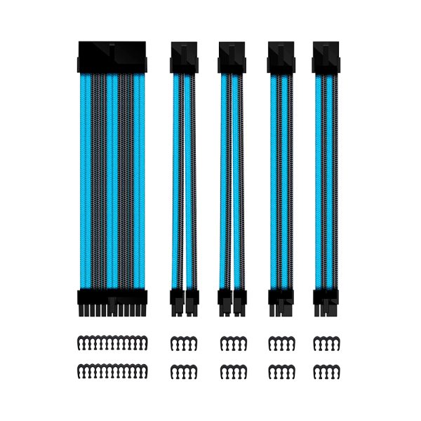 Kit cables extensores para fuente de alimentación negro y azul