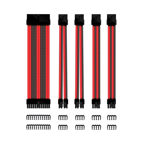 Kit cables extensores para fuente de alimentación negro y rojo