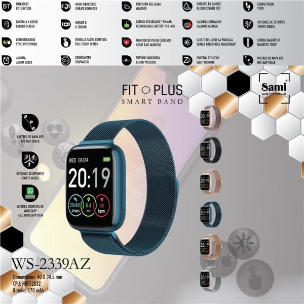 RELOJ SAMI WEARABLE SMARTBAND - FIT PLUS TACTIL - AZUL - Image 2