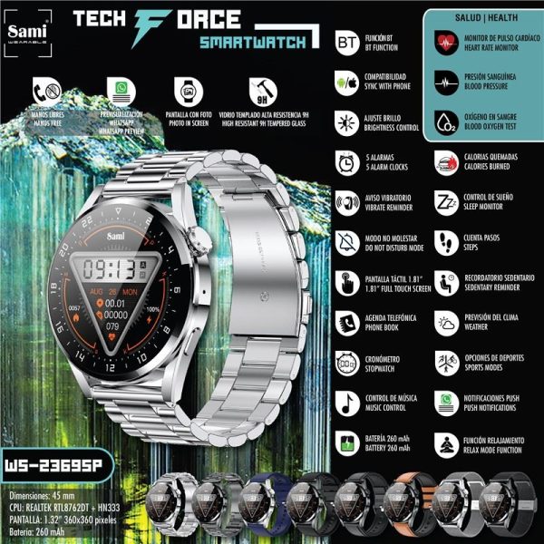 RELOJ SAMI WEARABLE SMARTWATCH TECHFORCE CRISTAL RESISTENTE - Image 2