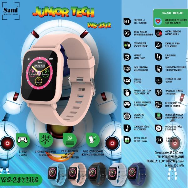 RELOJ SAMI WEARABLE SMARTWATCH JUNIOR TECH ROSA - Image 2