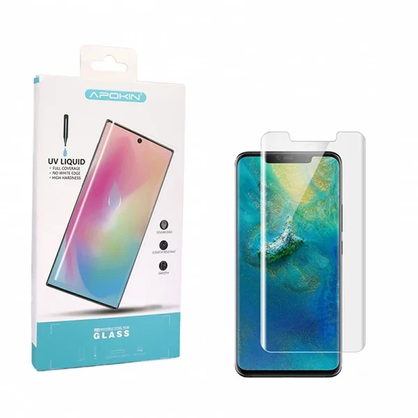 Cristal templado UV Huawei Mate 20 Pro Protector de Pantalla Curvo. Sin Lampara-Con Lampara