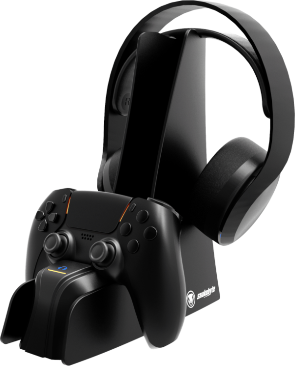 SOPORTE DE CARGA SNAKEBYTE PARA GAMEPAD PS5 Y AURICULARES DUAL CHARGE NEGRO