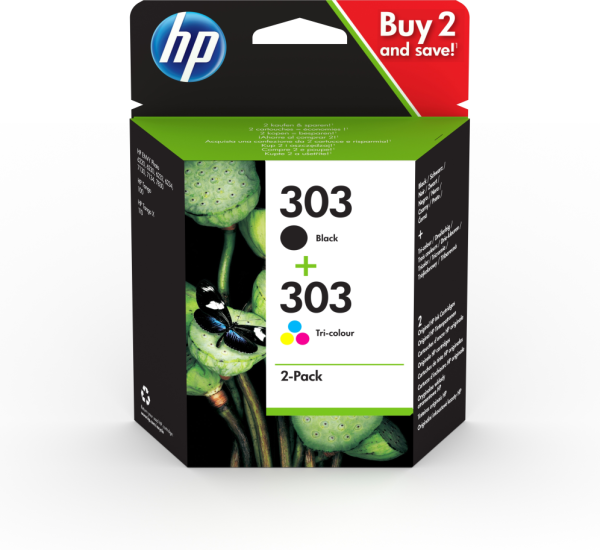 TINTA HP 303 PACK AHORRO 2 NEGRO + CIAN MAGENTA AMARILLO