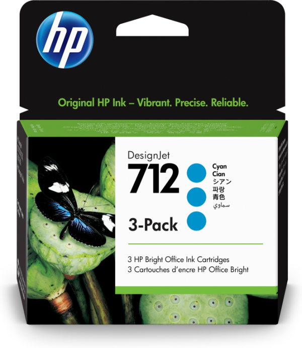 TINTA HP 712 PACK 3 CIAN