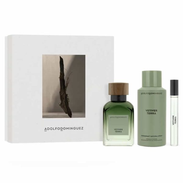 Adolfo Dominguez Vetiver Terra Eau De Perfume Spray 120ml Set 3 Piezas