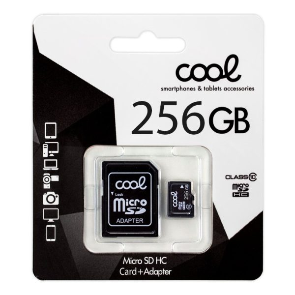 Tarjeta Memoria Micro SD con Adaptador x256 GB COOL (Clase 10)