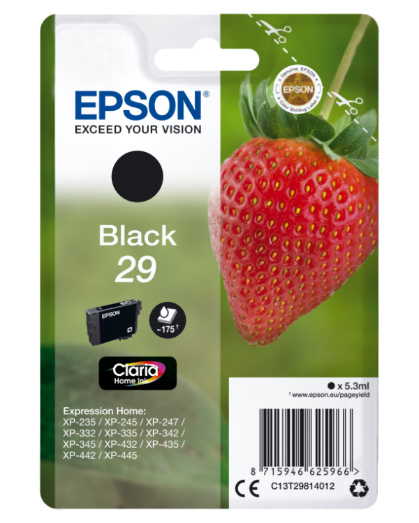 TINTA EPSON CLARIA 29 NEGRO XP235 XP332 XP335 XP432 XP435