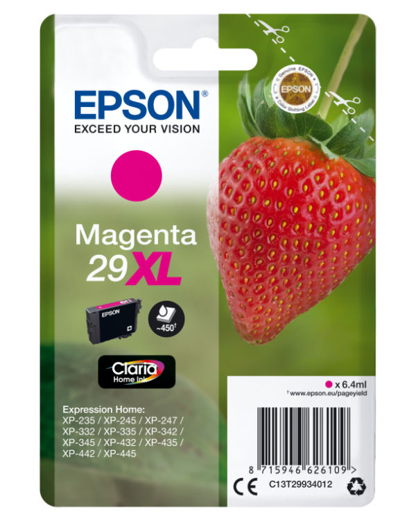 TINTA EPSON CLARIA 29XL MAGENTA XP235 XP332 XP335 XP432 XP435